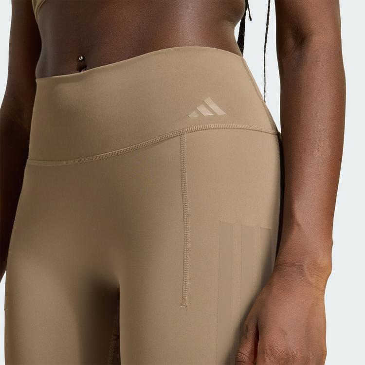adidas adidas Optime Workout 3-Streifen kurze Leggings Tights Damen - Khaki Six - 0 | SportScheck
