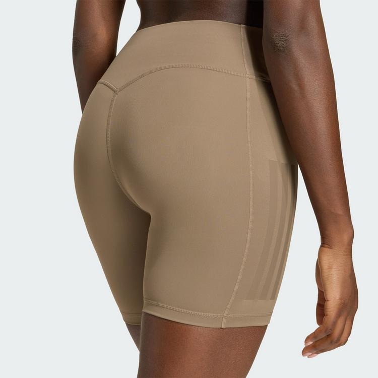 adidas adidas Optime Workout 3-Streifen kurze Leggings Tights Damen - Khaki Six - 1 | SportScheck