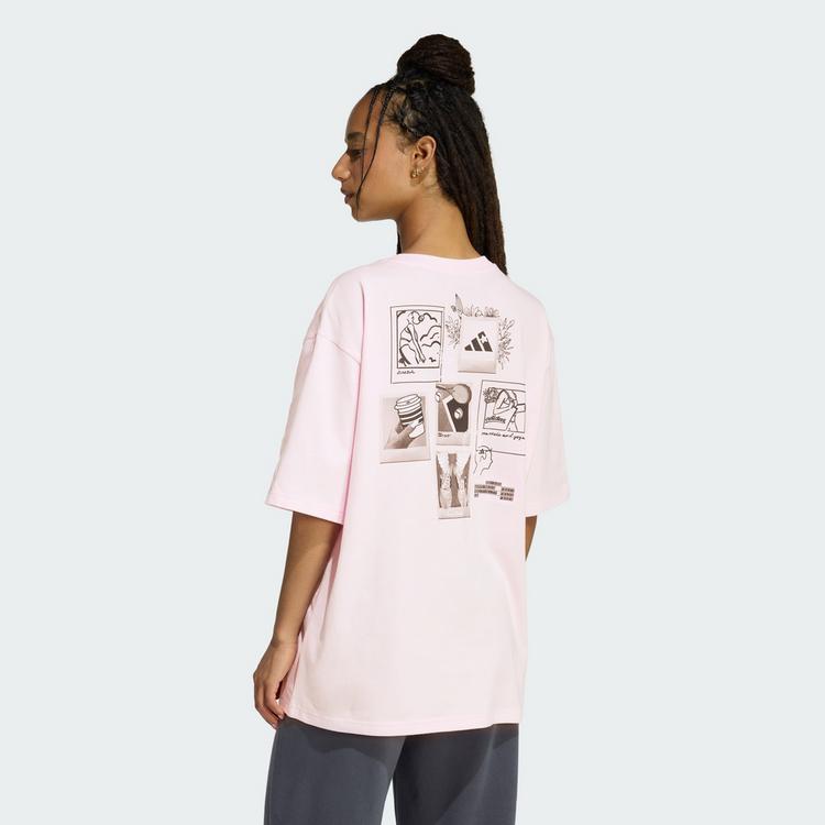 adidas adidas MINI EMBROIDERY OVERSIZED GRAPHIC T-Shirt Damen - Clear Pink / White - 1 | SportScheck