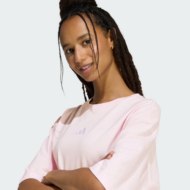 adidas adidas MINI EMBROIDERY OVERSIZED GRAPHIC T-Shirt Damen - Clear Pink / White - 0 | SportScheck