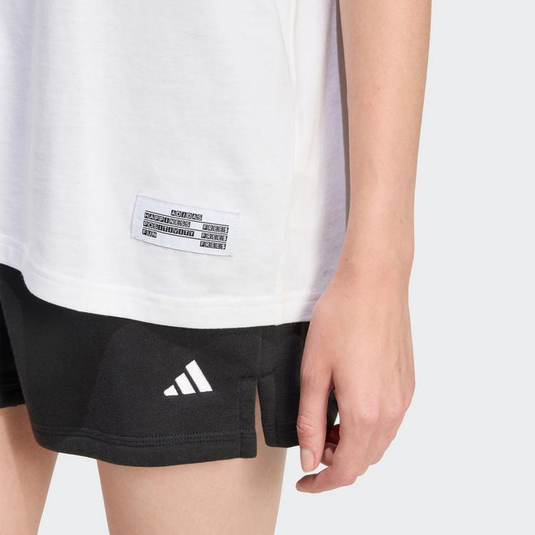 adidas adidas MINI EMBROIDERY OVERSIZED GRAPHIC T-Shirt Damen - White / Pure Ruby - 0 | SportScheck