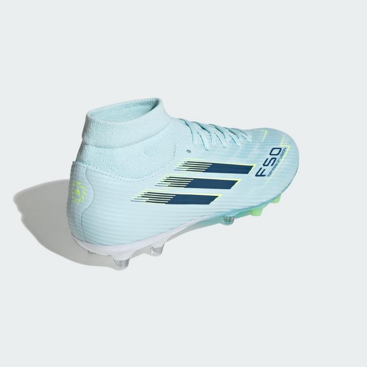 adidas adidas F50 SPARKFUSION LEAGUE Mid Cut Firm Fu&szlig;ballschuhe Damen - Almost Blue / Dusky Petrol / Hi-Res Yellow - 3 | SportScheck