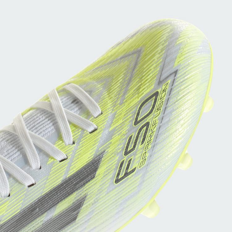 adidas adidas F50 SPARKFUSION PRO Mid Cut Firm Ground Fu&szlig;ballschuhe Damen - Cloud White / Iron Metallic / Hi-Res Yellow - 6 | SportScheck