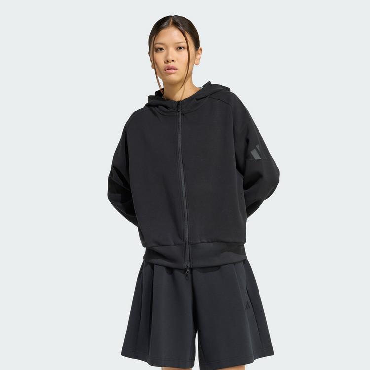 adidas adidas SOFT LUX KAPUZENJACKE, REISSVERSCHLUSS Hoodie Damen - Black - 0 | SportScheck