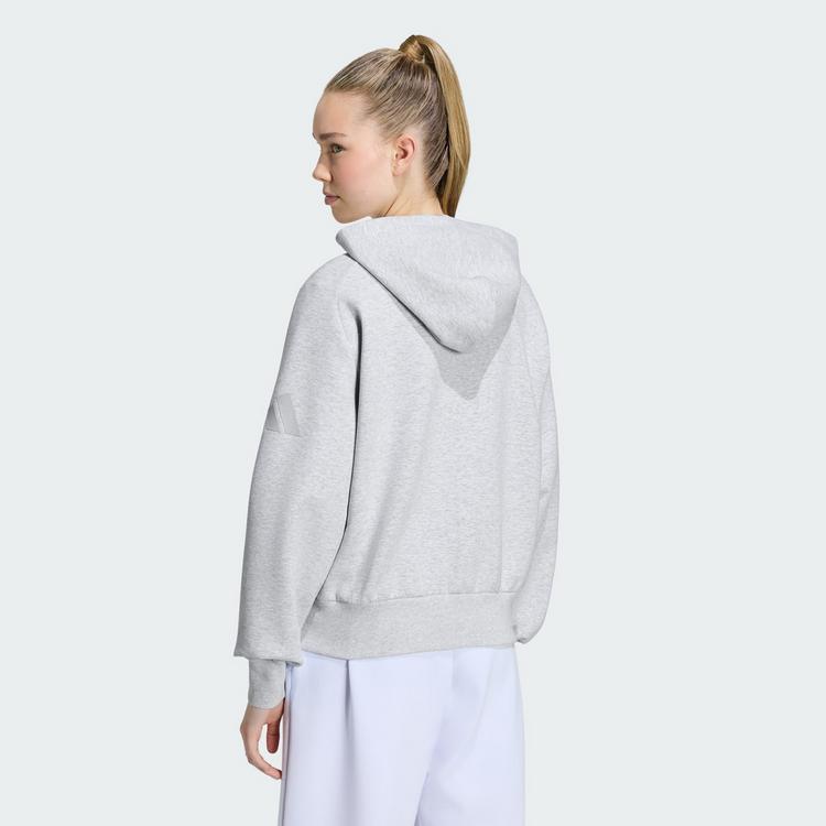 adidas adidas SOFT LUX KAPUZENJACKE, REISSVERSCHLUSS Hoodie Damen - Light Grey Heather - 1 | SportScheck