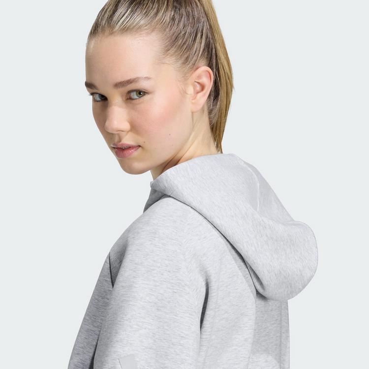 adidas adidas SOFT LUX KAPUZENJACKE, REISSVERSCHLUSS Hoodie Damen - Light Grey Heather - 1 | SportScheck