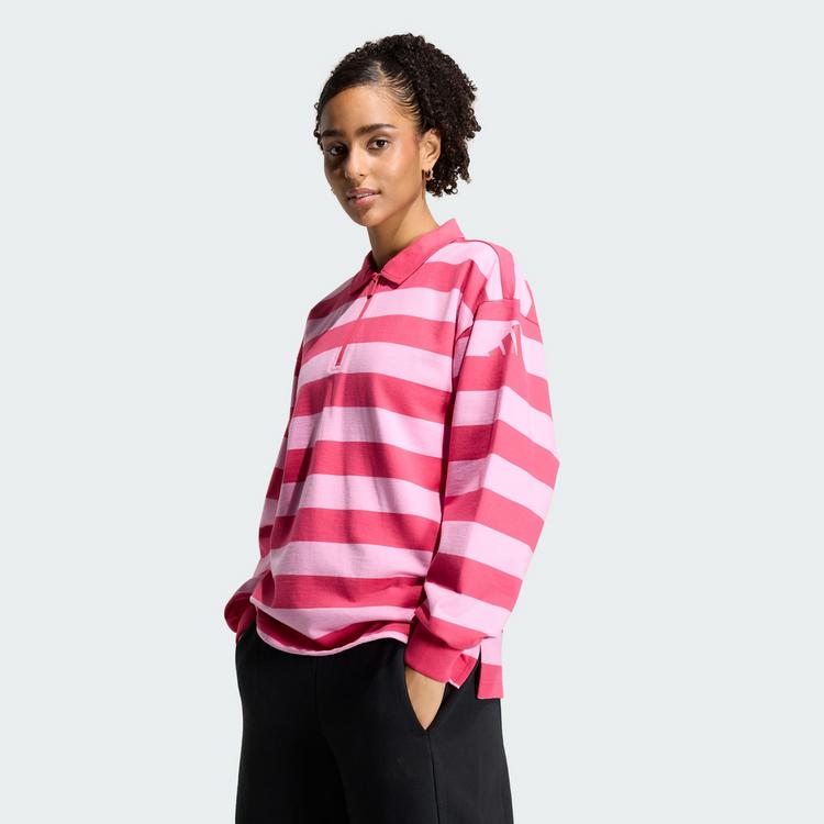 adidas adidas Essentials Contemporary French Terry Poloshirt Damen - Power Pink / St Tropic Bloom - 0 | SportScheck