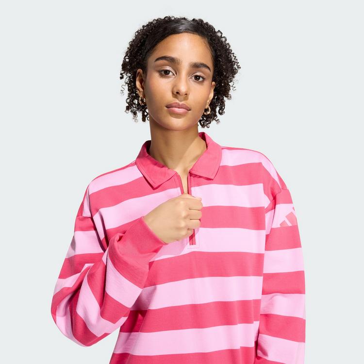 adidas adidas Essentials Contemporary French Terry Poloshirt Damen - Power Pink / St Tropic Bloom - 0 | SportScheck