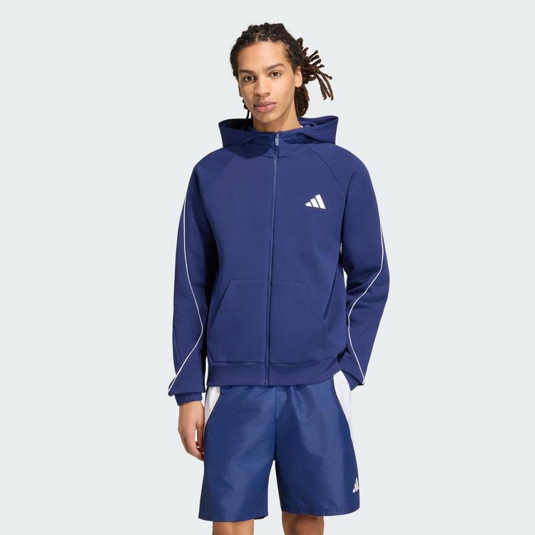 adidas adidas STADIUM SMALL LOGO FULL-ZIP HOODIE Sweatjacke Herren - Dark Blue - 0 | SportScheck