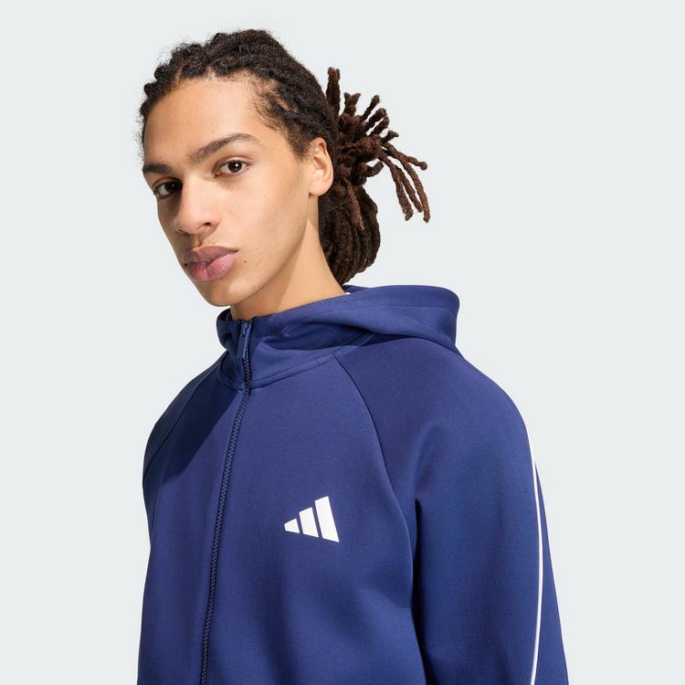 adidas adidas STADIUM SMALL LOGO FULL-ZIP HOODIE Sweatjacke Herren - Dark Blue - 0 | SportScheck