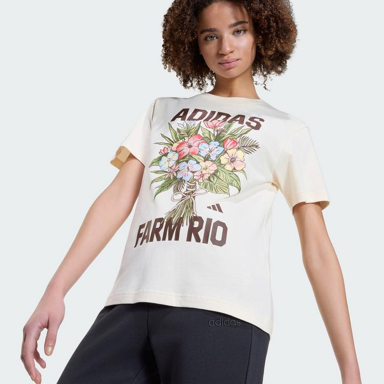 adidas adidas ADIDAS x FARM RIO GRAFIK-T-SHIRT T-Shirt Damen - Ecru Tint / Shadow Brown / Multicolor - 0 | SportScheck