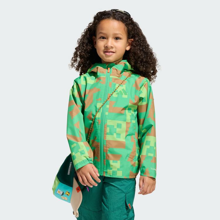 adidas adidas Adidas Minecraft Terrex 2 Layer Outdoorjacke Kinder - Vivid Green / Brown Desert / Semi Lucid Lime - 0 | SportScheck