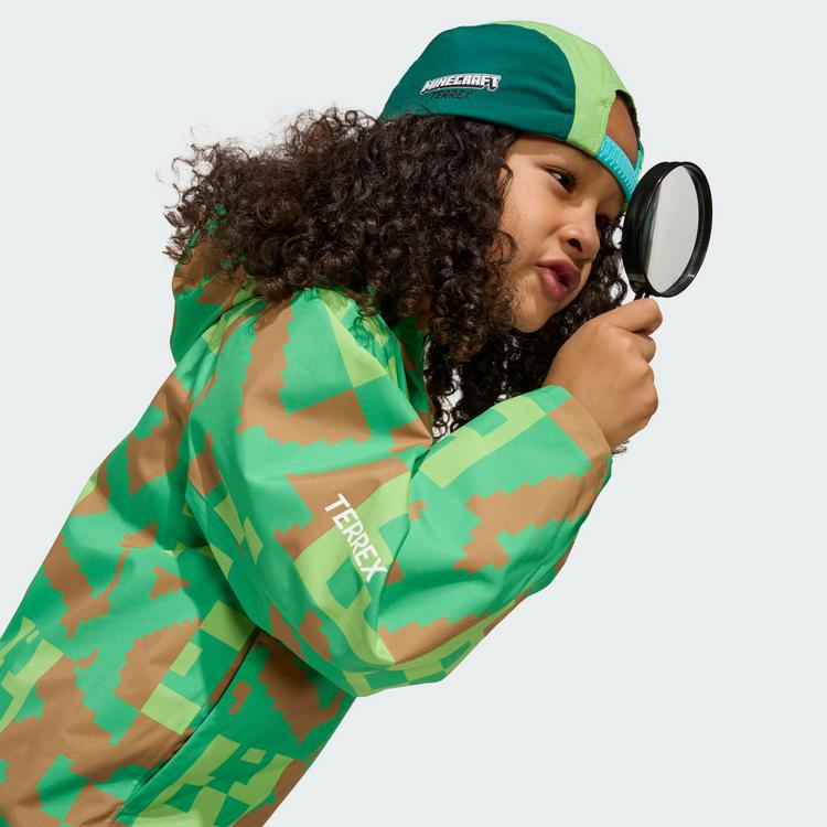 adidas adidas Adidas Minecraft Terrex 2 Layer Outdoorjacke Kinder - Vivid Green / Brown Desert / Semi Lucid Lime - 2 | SportScheck