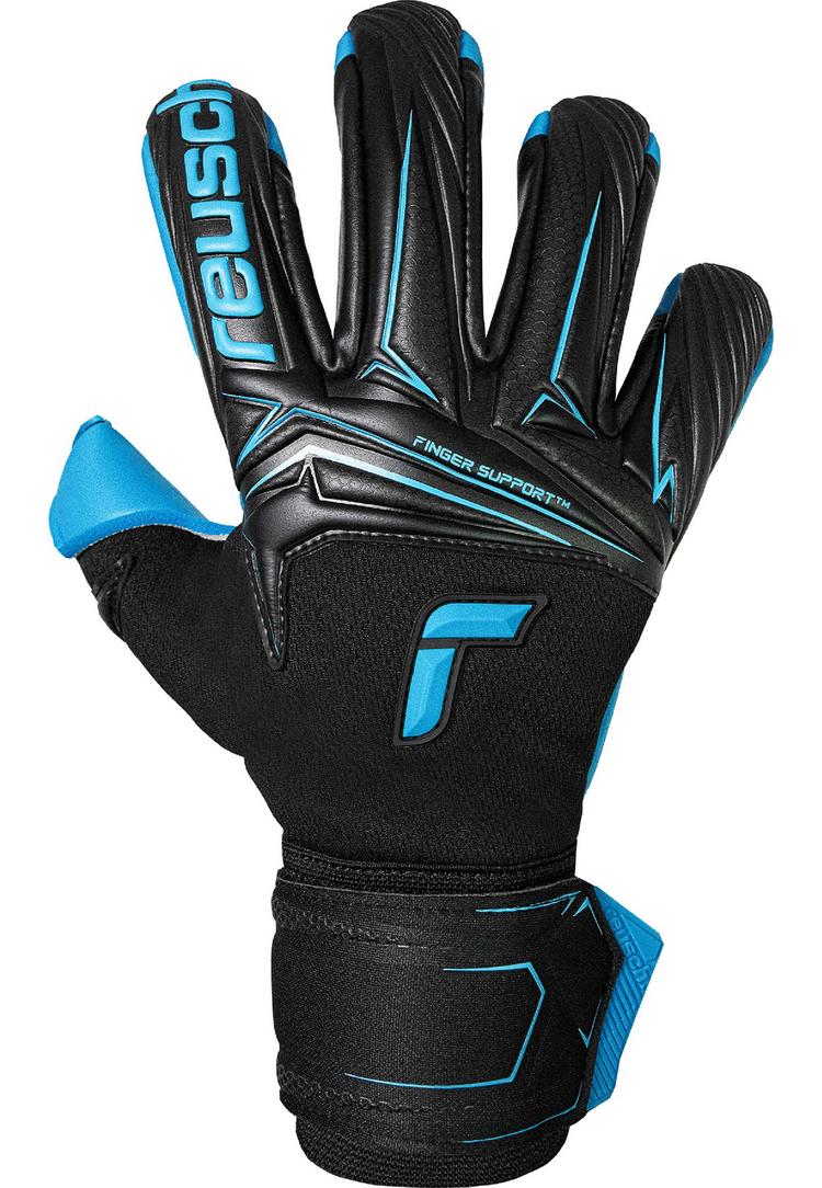 Reusch Reusch Attrakt Aqua Finger Support Torwarthandschuhe - 7736 blck/aqua blue - 5 | SportScheck