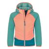 Trollkids Sirdal Fleecejacke M&auml;dchen - aqua nebel-hafenblau-milder pfirsich