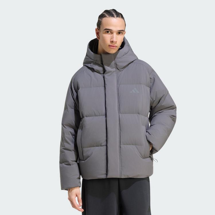 adidas adidas HELIONIC PUFFER JACKE KAPUZE Daunenjacke Herren - Grey Five - 0 | SportScheck