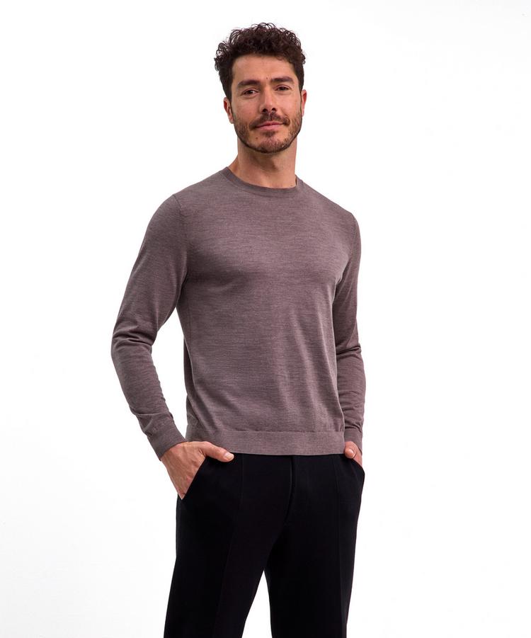 Falke Falke Merino Ultrafine Crew Neck Strickpullover Herren - walnut mel (5970) - 0 | SportScheck