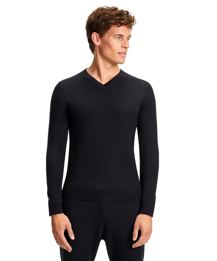 Falke Falke Merino Ultrafine V-Neck Strickpullover Herren - night sky (6437) - 0 | SportScheck
