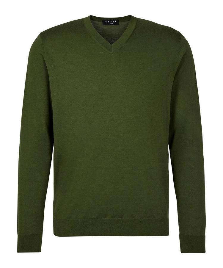 Falke Falke Merino Ultrafine V-Neck Strickpullover Herren - olive (7750) - 0 | SportScheck