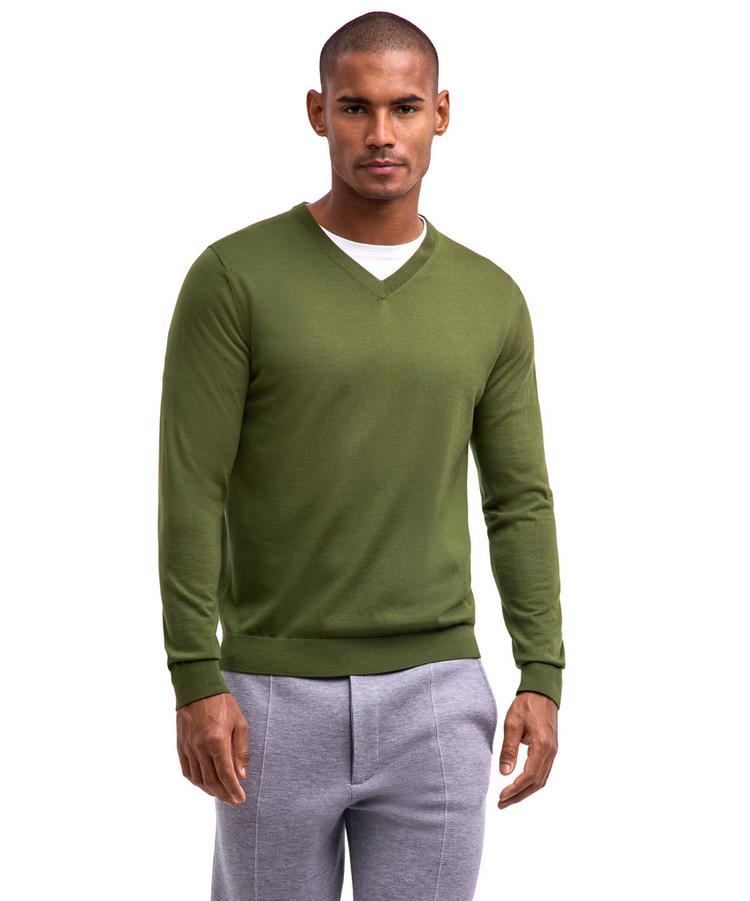 Falke Falke Merino Ultrafine V-Neck Strickpullover Herren - olive (7750) - 0 | SportScheck