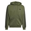 adidas Essentials 3-Streifen French Terry Hoodie Herren - Olive Four / Black