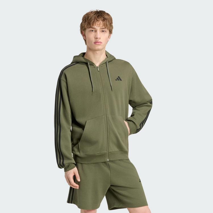 adidas adidas Essentials 3-Streifen French Terry Hoodie Herren - Olive Four / Black - 0 | SportScheck
