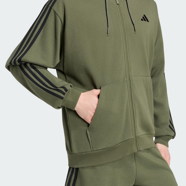 adidas adidas Essentials 3-Streifen French Terry Hoodie Herren - Olive Four / Black - 1 | SportScheck