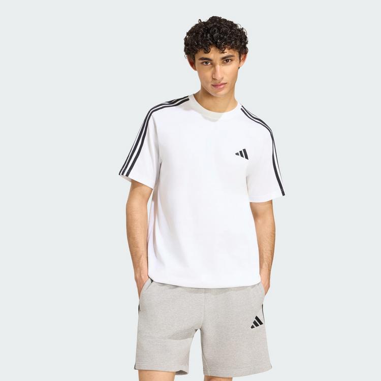 adidas adidas Essentials 3-Streifen Single Jersey T-Shirt Herren - White / Black - 0 | SportScheck