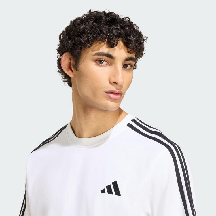 adidas adidas Essentials 3-Streifen Single Jersey T-Shirt Herren - White / Black - 0 | SportScheck