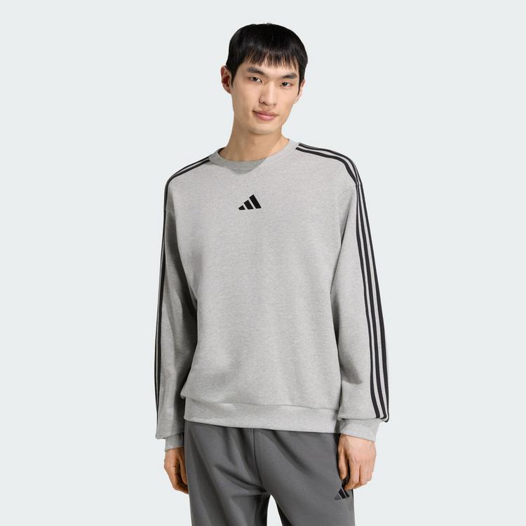 adidas adidas Essentials 3-Streifen French Terry Sweatshirt Herren - Medium Grey Heather / White - 0 | SportScheck