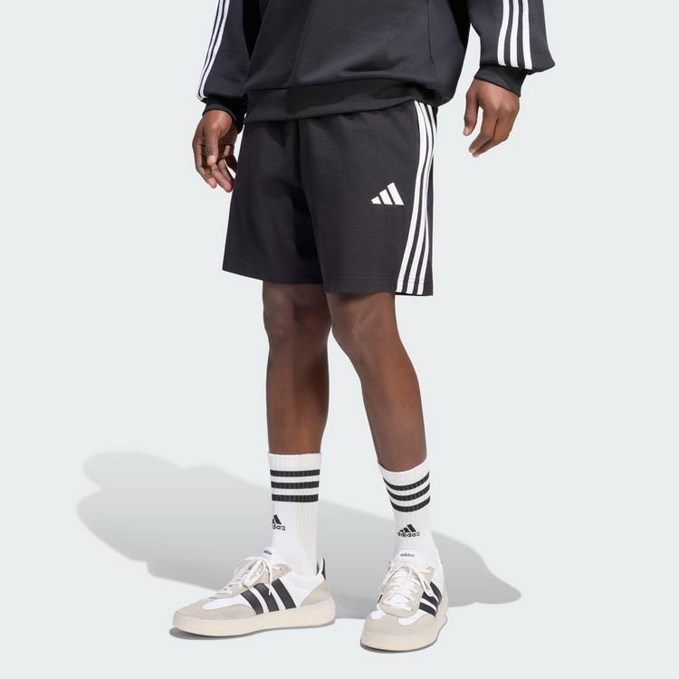 adidas adidas Essentials 3-Streifen Single Jersey Shorts Herren - Black / White - 0 | SportScheck