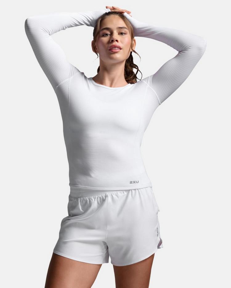 2XU 2XU Ignition Grid Baselayer Funktionsshirt Damen - white-silver reflective - 0 | SportScheck