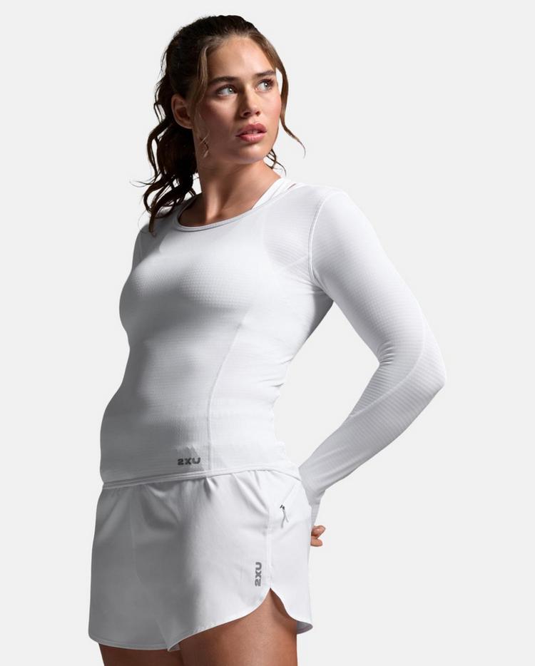 2XU 2XU Ignition Grid Baselayer Funktionsshirt Damen - white-silver reflective - 2 | SportScheck