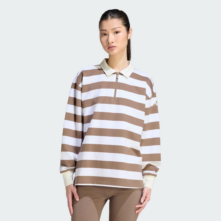 adidas adidas Essentials Contemporary French Terry Poloshirt Damen - Khaki Six / Off White - 0 | SportScheck