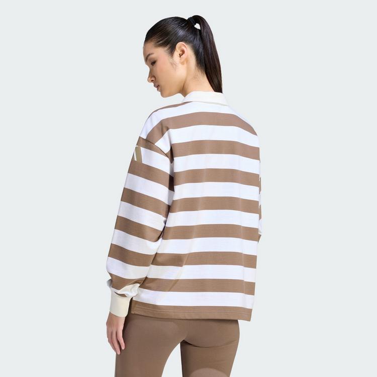 adidas adidas Essentials Contemporary French Terry Poloshirt Damen - Khaki Six / Off White - 1 | SportScheck