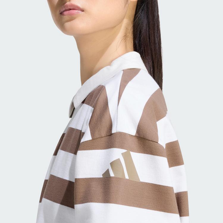 adidas adidas Essentials Contemporary French Terry Poloshirt Damen - Khaki Six / Off White - 1 | SportScheck