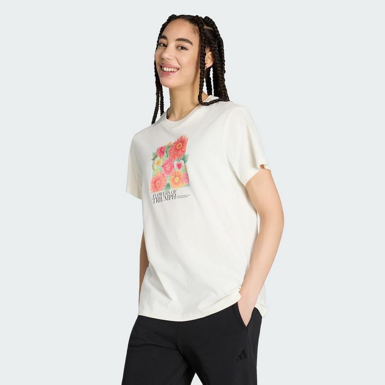 adidas adidas LOCKER GESCHNITTENES FLORAL GRAFIK T-Shirt Damen - Off White - 0 | SportScheck