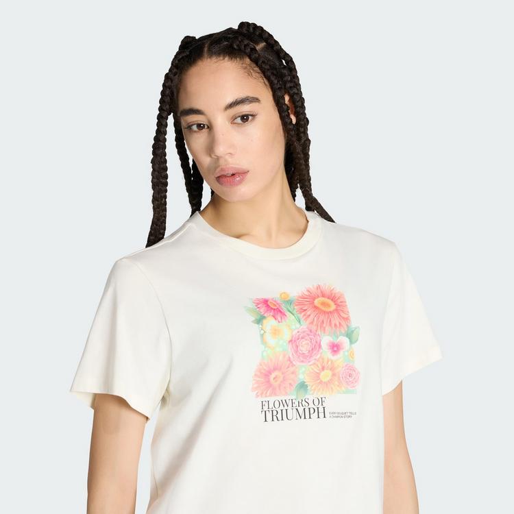 adidas adidas LOCKER GESCHNITTENES FLORAL GRAFIK T-Shirt Damen - Off White - 0 | SportScheck