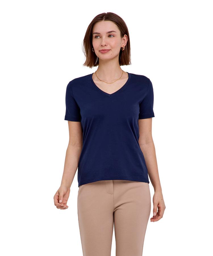 Falke Falke V-Neck T-Shirt Damen - space blue (6116) - 0 | SportScheck