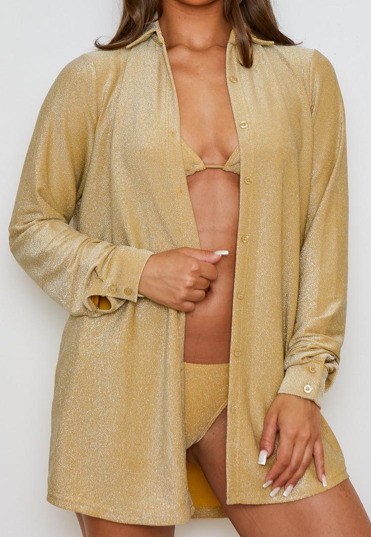 Moda Minx Moda Minx Lumiere Langarmbluse Damen - Gold - 0 | SportScheck