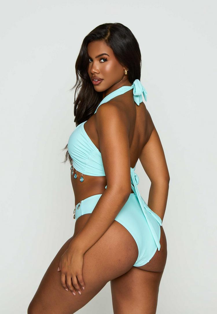 Moda Minx Moda Minx Hera Fixed Droplet Cross Over Top Bikini Oberteil Damen - Blue - 2 | SportScheck