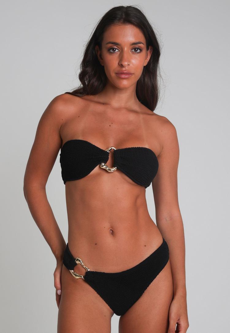 Moda Minx Moda Minx SCRUNCH Irregular Hoop Fixed Bandeau Top Bikini Oberteil Damen - Black - 1 | SportScheck