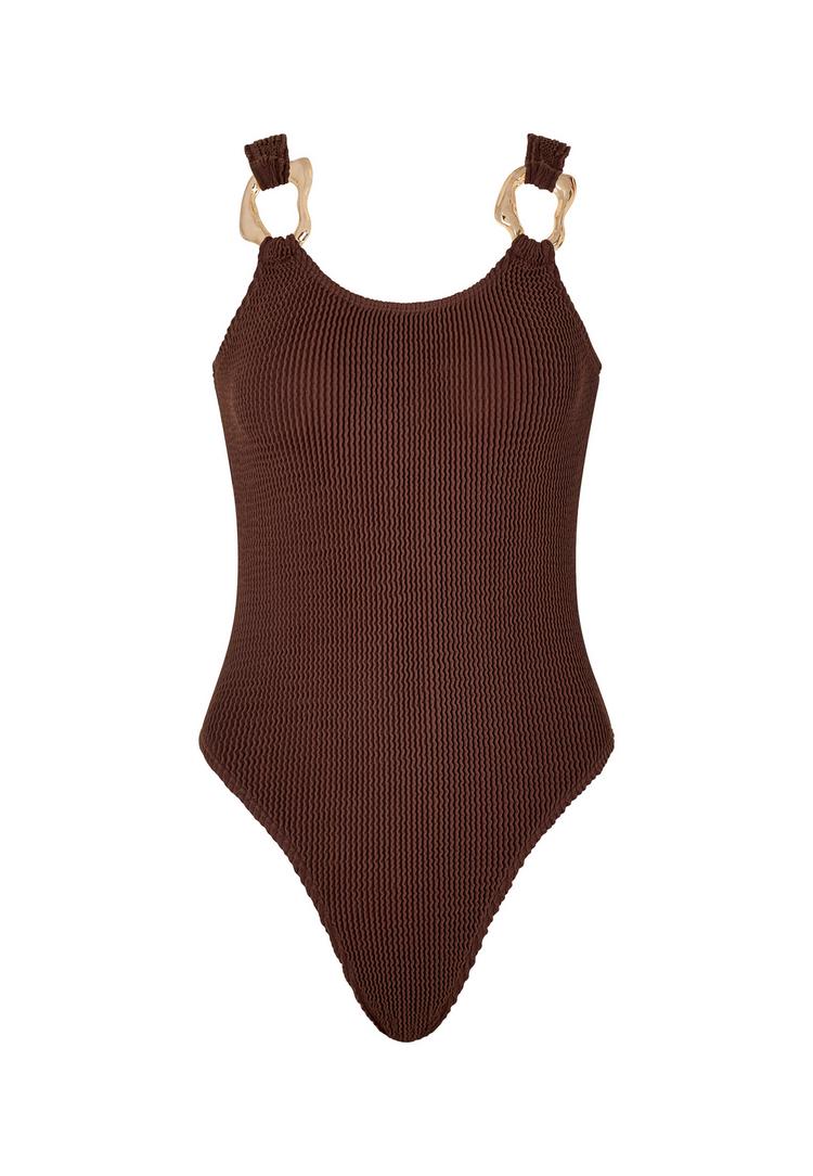 Moda Minx Moda Minx SCRUNCH Irregular Hoop Swimsuit Badeanzug Damen - Coffee - 0 | SportScheck