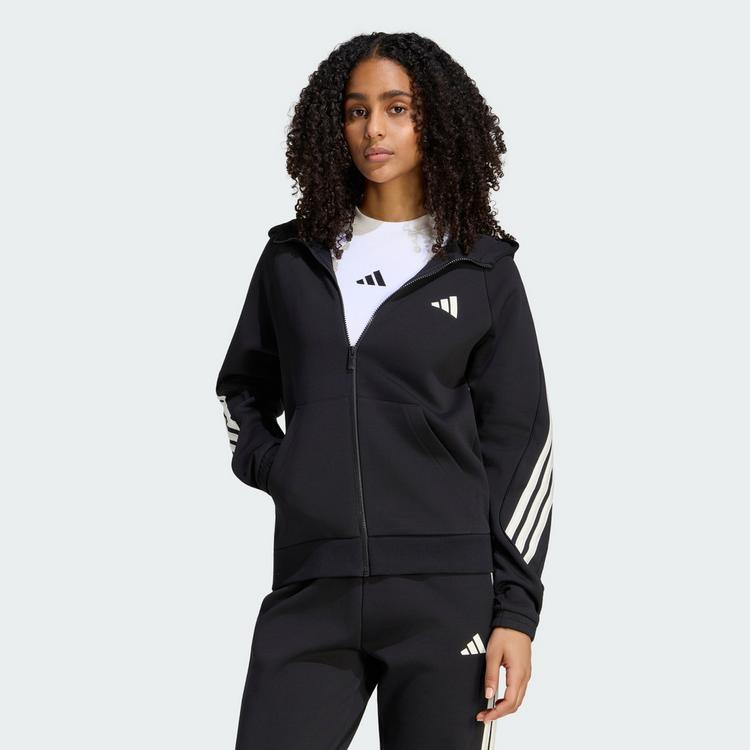 adidas adidas STADIUM 3-STREIFEN KAPUZENJACKE, Trainingsjacke Damen - Black - 0 | SportScheck