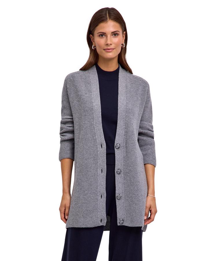 Falke Falke Ribbed Lambswool Long Cardigan Strickpullover Damen - m.grey mel (3530) - 0 | SportScheck