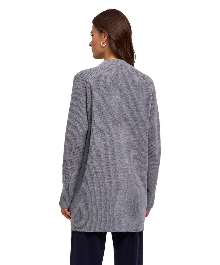 Falke Falke Ribbed Lambswool Long Cardigan Strickpullover Damen - m.grey mel (3530) - 0 | SportScheck