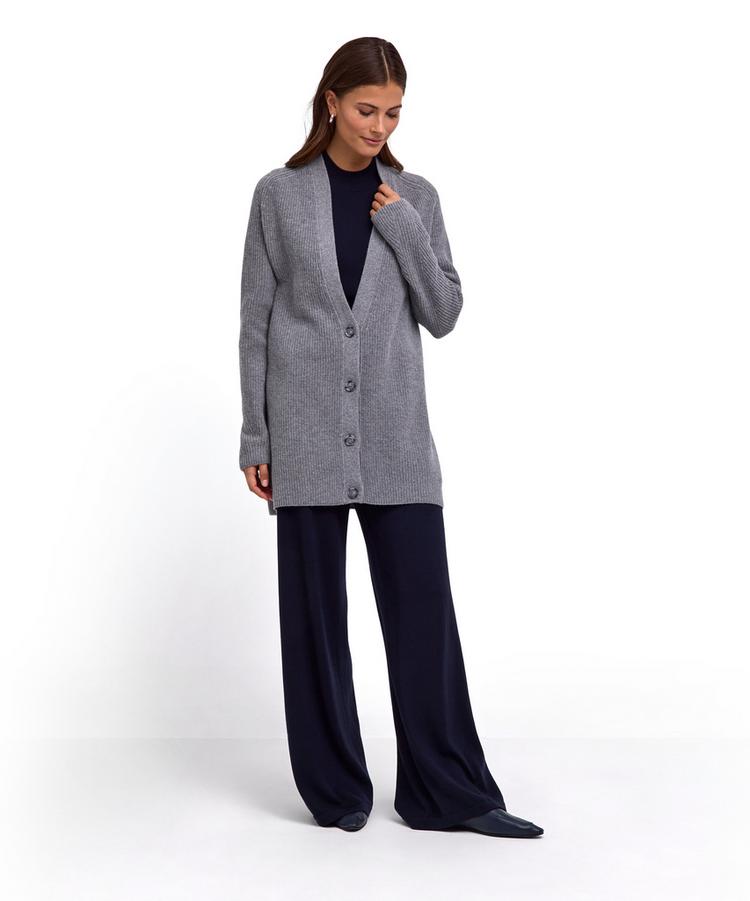 Falke Falke Ribbed Lambswool Long Cardigan Strickpullover Damen - m.grey mel (3530) - 1 | SportScheck