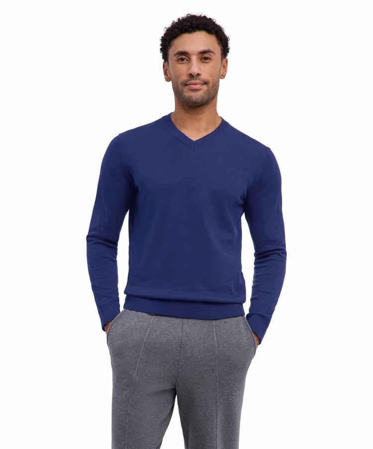 Falke Falke Cotton V-Neck Strickpullover Herren - night blue (6578) - 0 | SportScheck