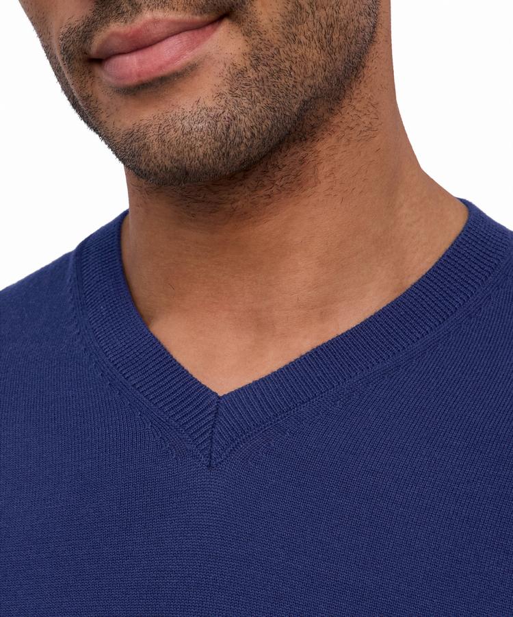 Falke Falke Cotton V-Neck Strickpullover Herren - night blue (6578) - 3 | SportScheck
