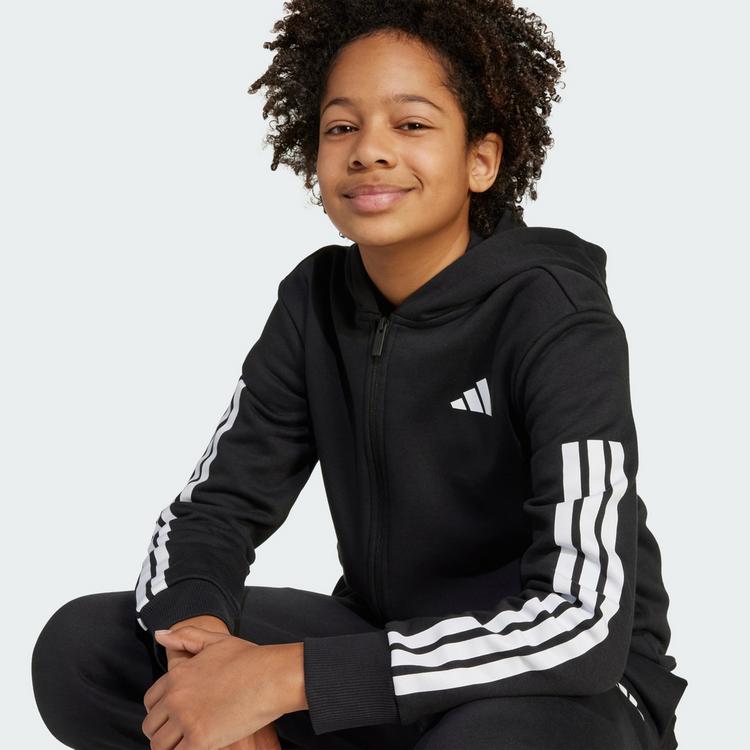 adidas adidas Fleece Trainingsanzug mit Kapuze Kinder Hoodie Kinder - Black / White - 0 | SportScheck